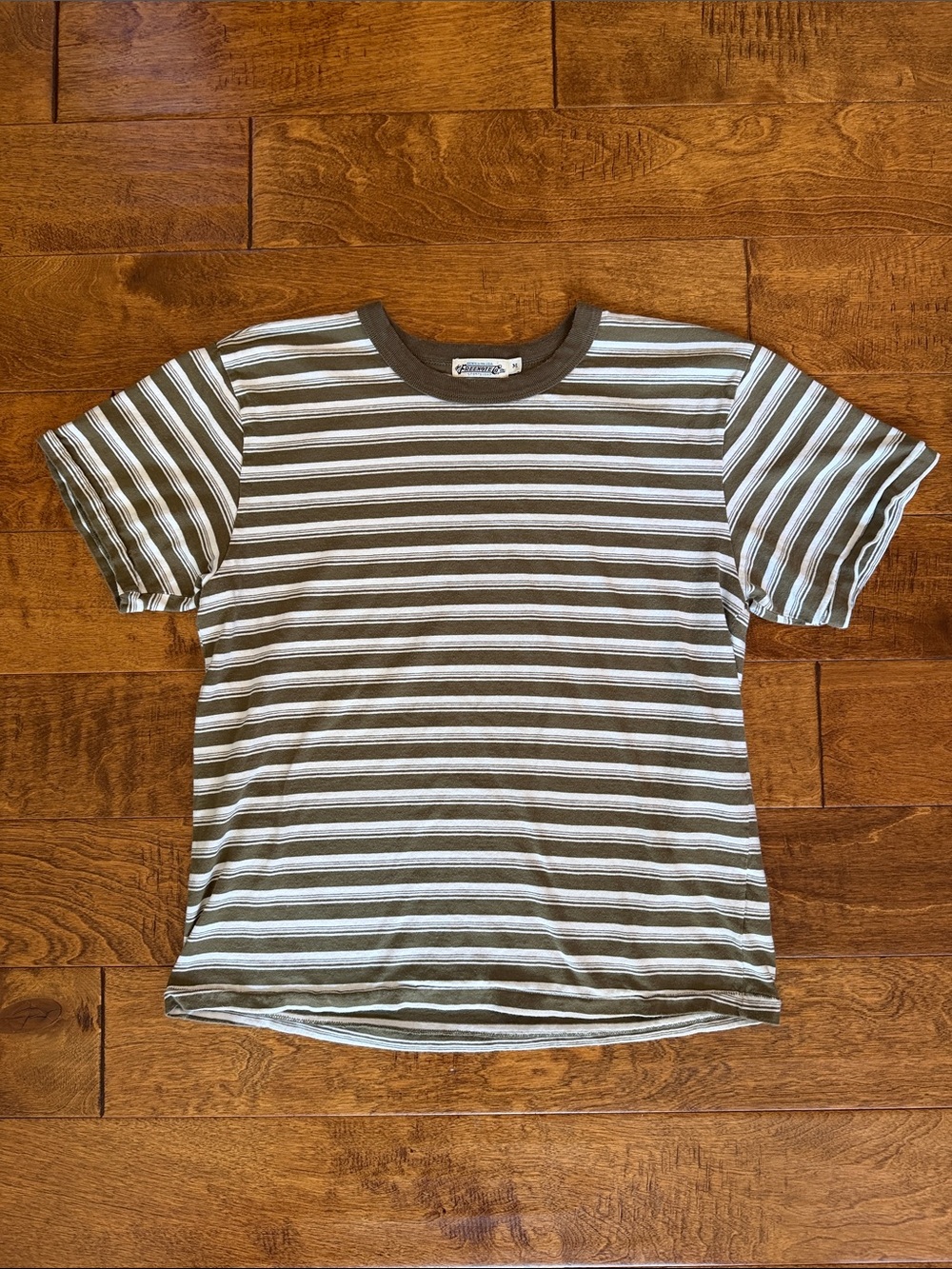 Freenote Cloth Speed Tee Shirt Olive Green Striped Short Sleeve
